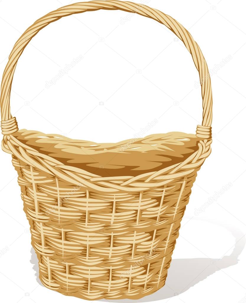 big empty basket isolated on white - vector illustration