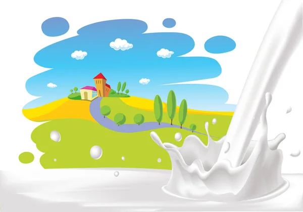 Mjölk plask med målade bakgrunden - vektorillustration — Stock vektor