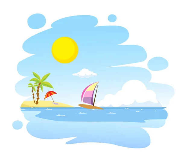 Painted summer beach landscape - vector illustration — Stock Vector