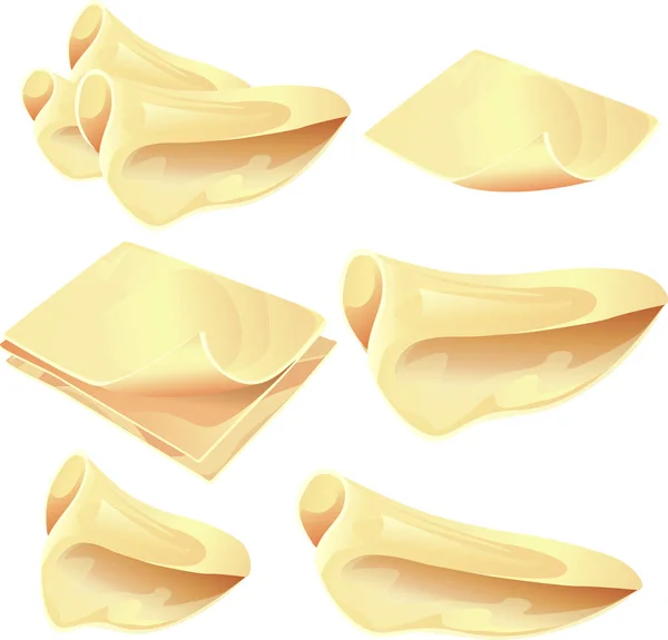 Rodajas de queso sobre fondo blanco - ilustración vectorial — Vector de stock