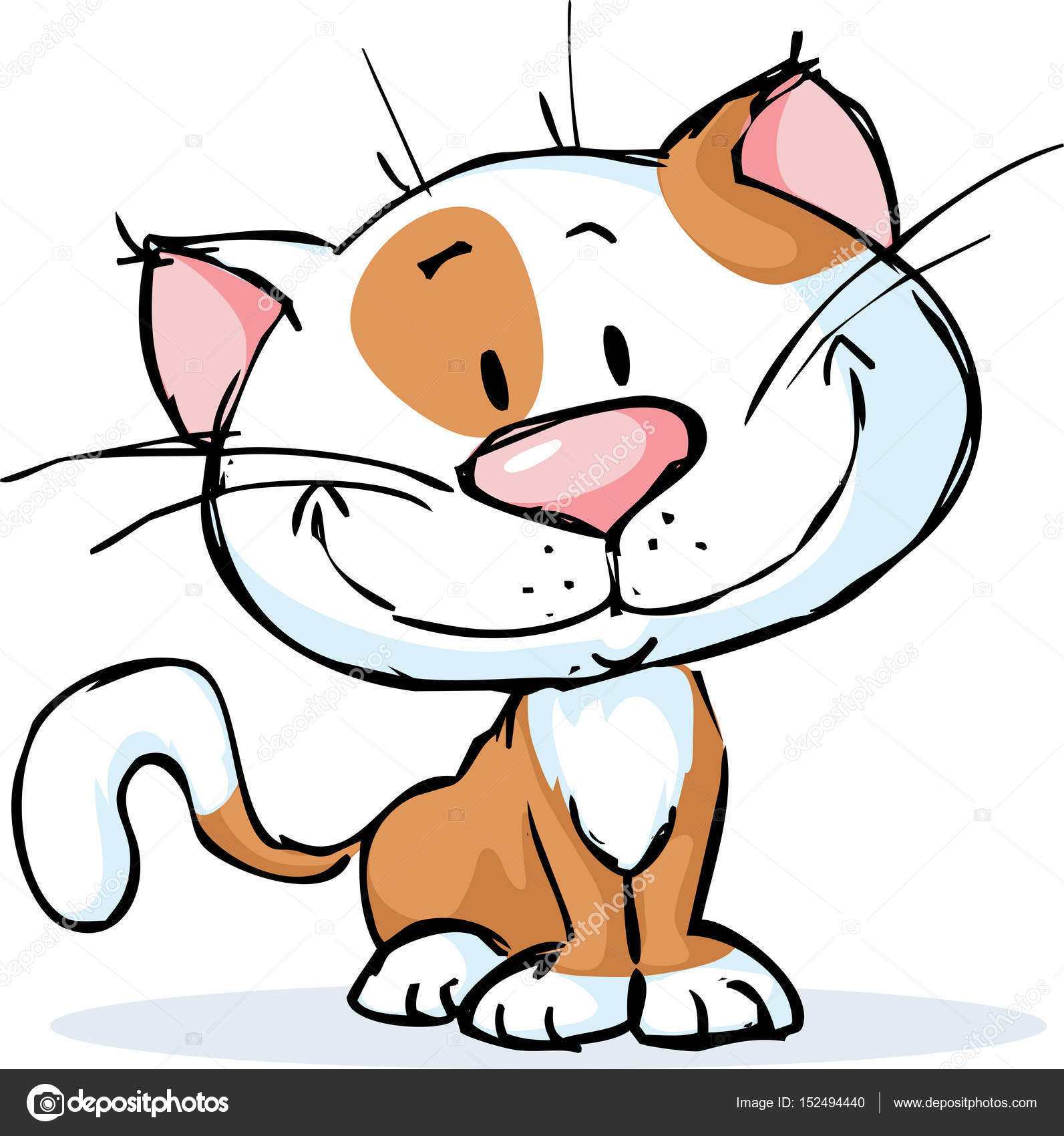 Seduta del fumetto del gattino sveglio isolato su bianco illustrazione di vettore — Vettoriale Stock