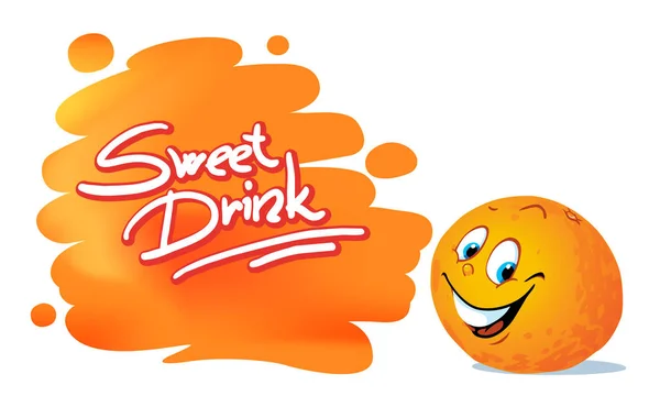 Γλυκό χυμό πορτοκαλιού φρούτα εσπεριδοειδών καρτούν - εικονογράφηση διάνυσμα — Διανυσματικό Αρχείο