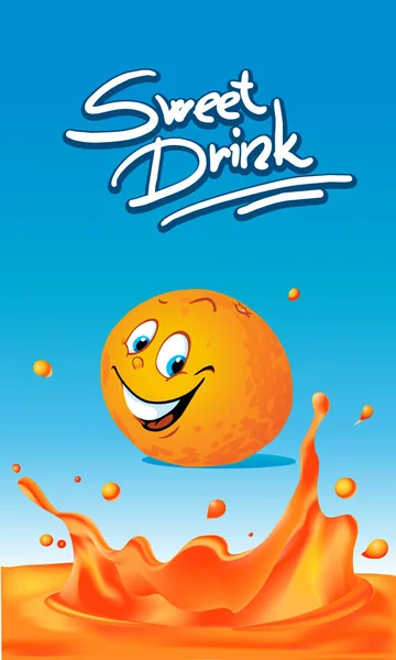 Sweet orange fresh fruit drink - vector illustration — Stock Vector