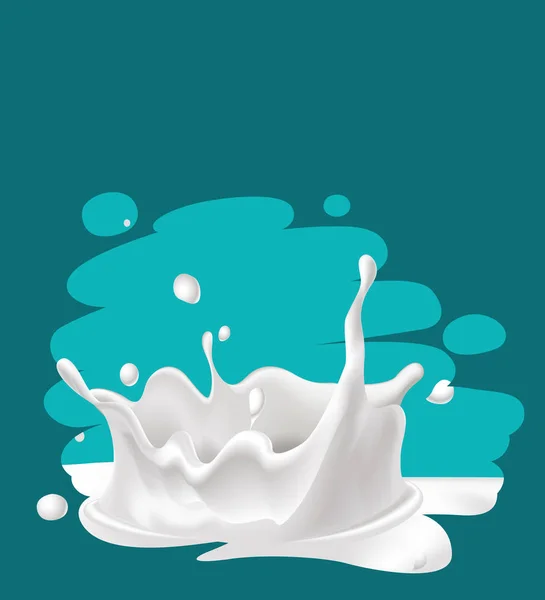Mjölk splash turkos design - vektorillustration — Stock vektor