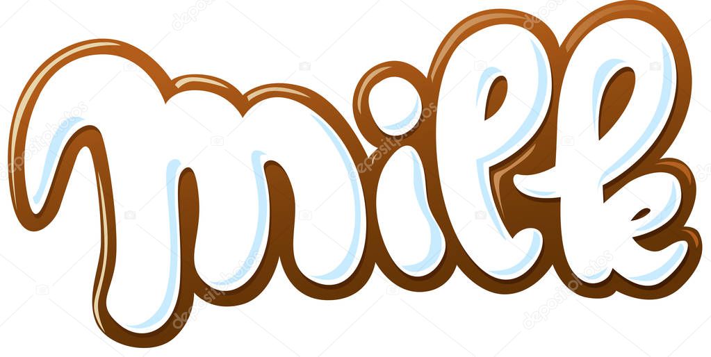 Isolated, milk, milky, white, tag, sign, vector, chocolate, illustration, painted, dairy, text, logo, hand written, white background