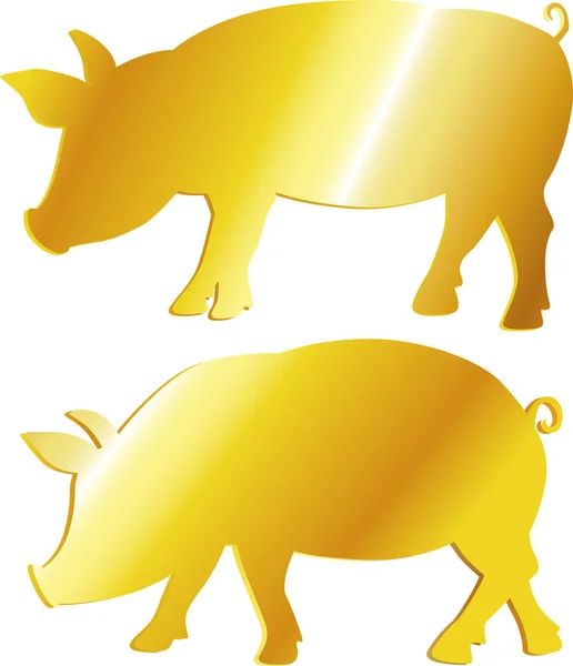 Goldenes Schwein Symbol Fülle, Wohlstand - Vektorillustration — Stockvektor