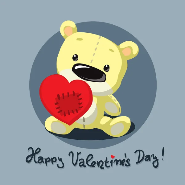 Valentines teddy bear with heart flat design - vector illustration — Stock Vector