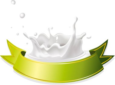 süt sıçrama yeşil şerit vektör çizim ile