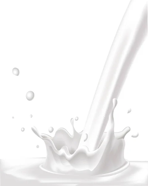 Beyaz arka plan üzerinde beyaz vektör süt sıçrama — Stok Vektör