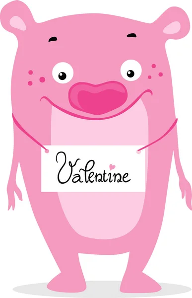 Valentine character monster love heart - flat design illustration — Stock Vector