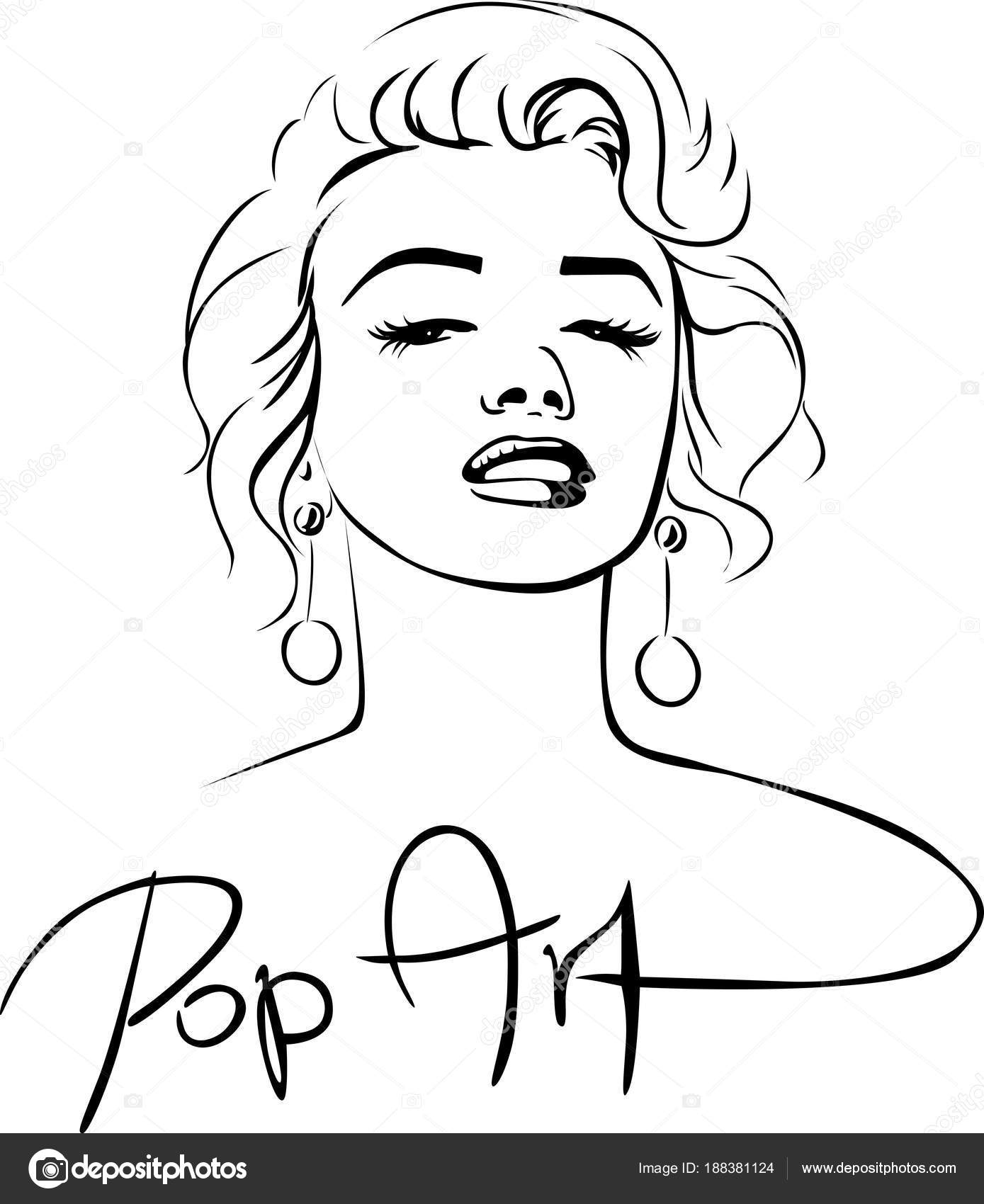Marilyn Sketch Pop Art Design Illustrazione Vettoriale