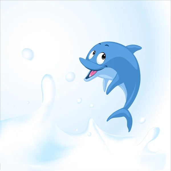 Dolphin jump in milk sea - vector illustration — Stock Vector