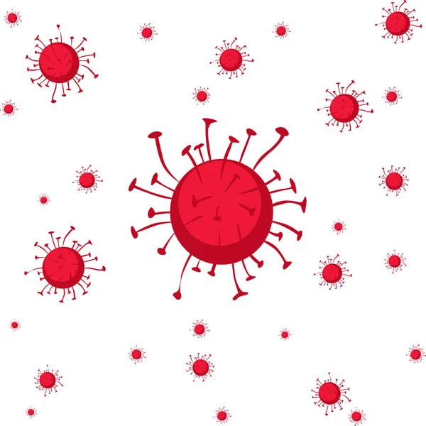空飛ぶ赤いウイルス ベクトルイラスト — ストックベクタ