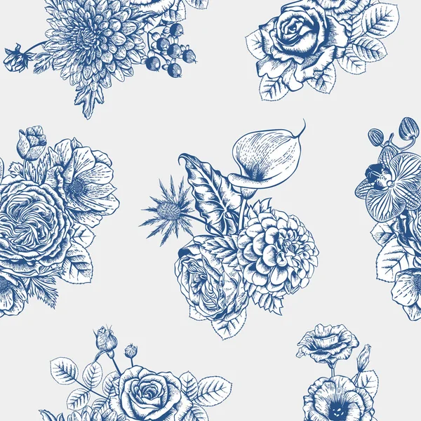 Motif Sans Couture Avec Des Fleurs Illustration Vectorielle — Image vectorielle