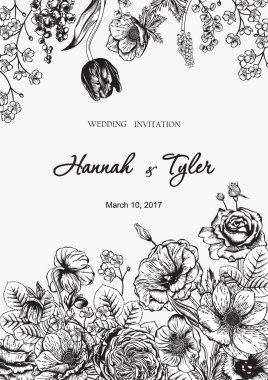 Bir buket çiçek. Çiçek arkaplan. Vektör illüstrasyonu.