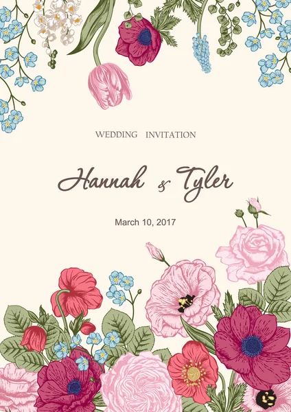 Bir buket çiçek. Çiçek arkaplan. Vektör illüstrasyonu.