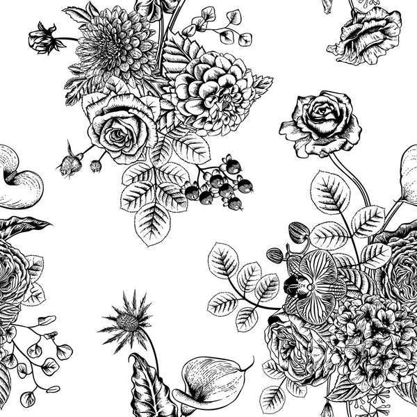 Αδιάλειπτη Μοτίβο Λουλούδια Εικονογράφηση Διανύσματος — Διανυσματικό Αρχείο