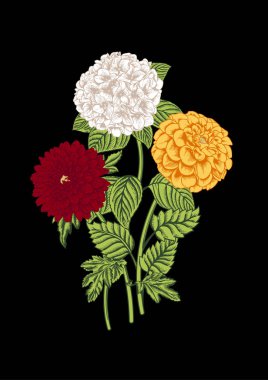 Çiçek buketi. Düğün kartı. Vektör Illustration.