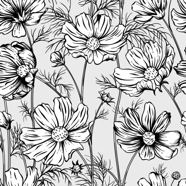 Çiçeklerle Kusursuz Desen Vektör Illüstrasyonu — Stok Vektör