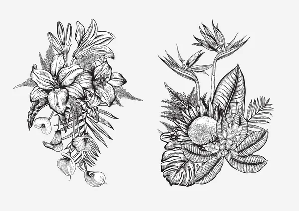 Ramo Flores Fondo Floral Ilustración Vectorial — Archivo Imágenes Vectoriales
