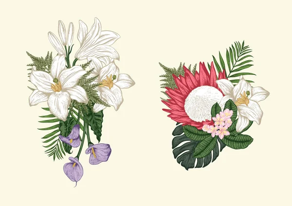 Bukett Med Blommor Blommig Bakgrund Vektorillustration — Stock vektor