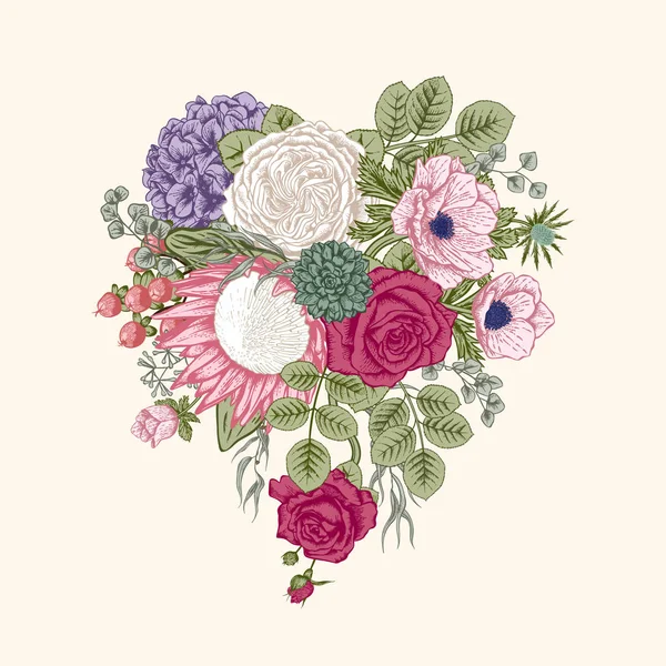 Buquê Flores Fundo Floral Ilustração Vetorial — Vetor de Stock