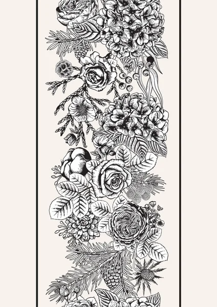Bukett Blommor Bröllops Kort Vektor Illustration — Stock vektor