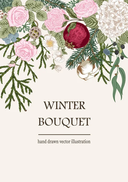 花の花束 結婚式のカード ベクターイラスト — ストックベクタ
