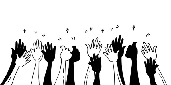 Eller Yukarı Eller Çırpın Alkış Jestleri Kutlama Işi Vektör Illüstrasyonu — Stok Vektör
