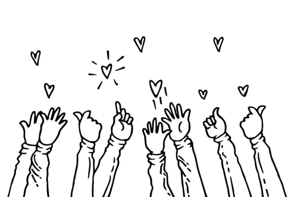 Doodle Hands Hands Clapping Love Applause Gestures Congratulation Business Vector — 스톡 벡터