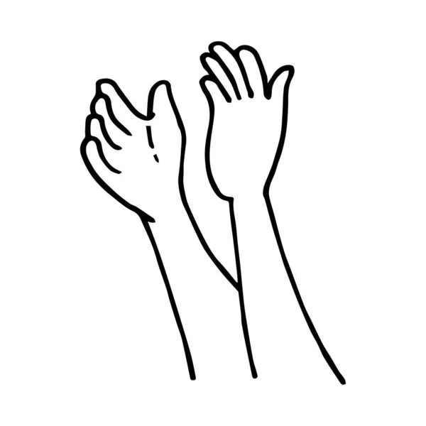 Hand Drawn Human Hands Clapping Ovation Applause Hand Gesture Doodle — 스톡 벡터