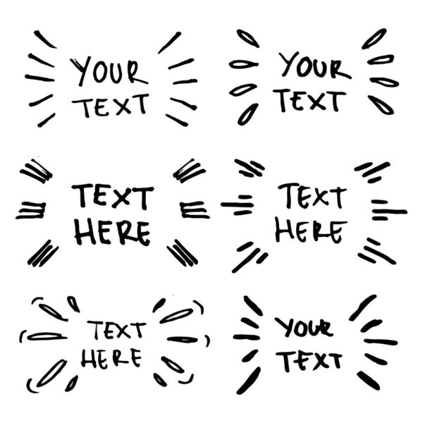 Векторная коллекция элементов дизайна для акцентирования текста в комическом стиле
