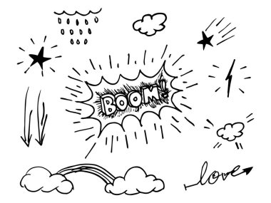 Elle çizilmiş karalama tasarım elemanı. kavram tasarımı için kullan. vektör illüstrasyonu