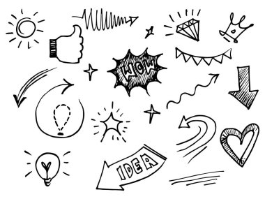 Elle çizilmiş karalama tasarım elemanı. kavram tasarımı için kullan. vektör illüstrasyonu