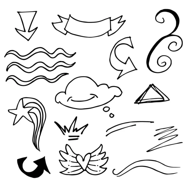 Conjunto Dibujado Mano Elemento Diseño Doodle Uso Para Diseño Conceptos — Vector de stock
