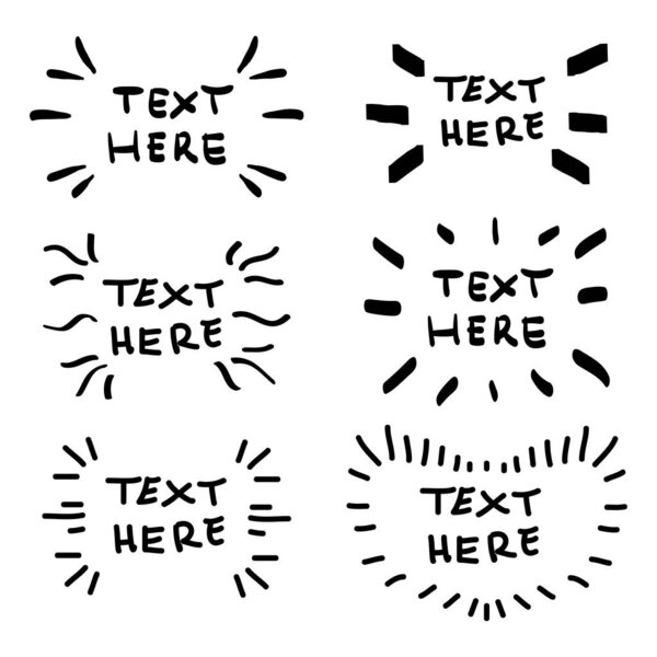 Векторная коллекция элементов дизайна для акцентирования текста в комическом стиле