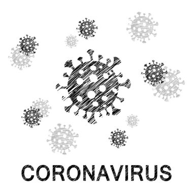 Coronavirus 'un elle çizilmiş hali. Roman Coronavirus (2019-nCoV). Coronavirus tehlikesi ve halk sağlığı risk hastalığı. Tehlikeli hücrelerle salgın hastalık konsepti. vektör illüstrasyonu
