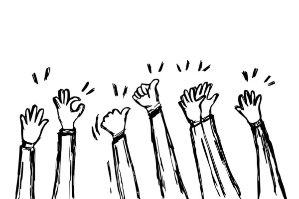 Upp Med Händerna Händerna Klappar Applåder Gratulationsaffärer Vektor Illustration — Stock vektor