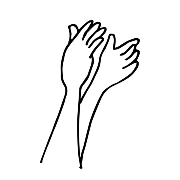 Hand Drawn Human Hands Clapping Ovation Applause Hand Gesture Doodle — 스톡 벡터