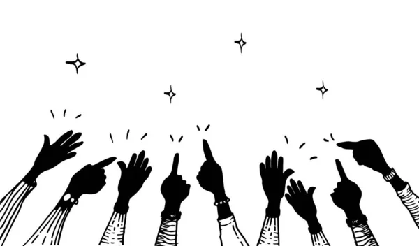 Main Dessinée Des Mains Applaudissant Ovation Applaudissements Pouce Levé Geste — Image vectorielle