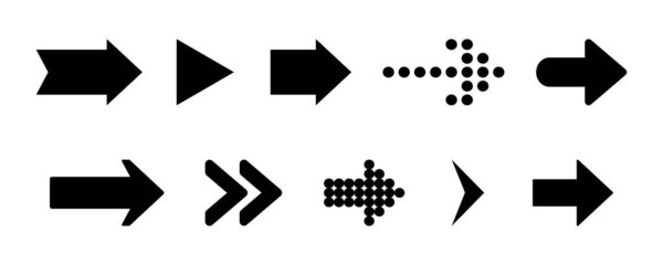 set flat arrow icon. collection black arrow sign vector. for concept design, web design, user interface and more