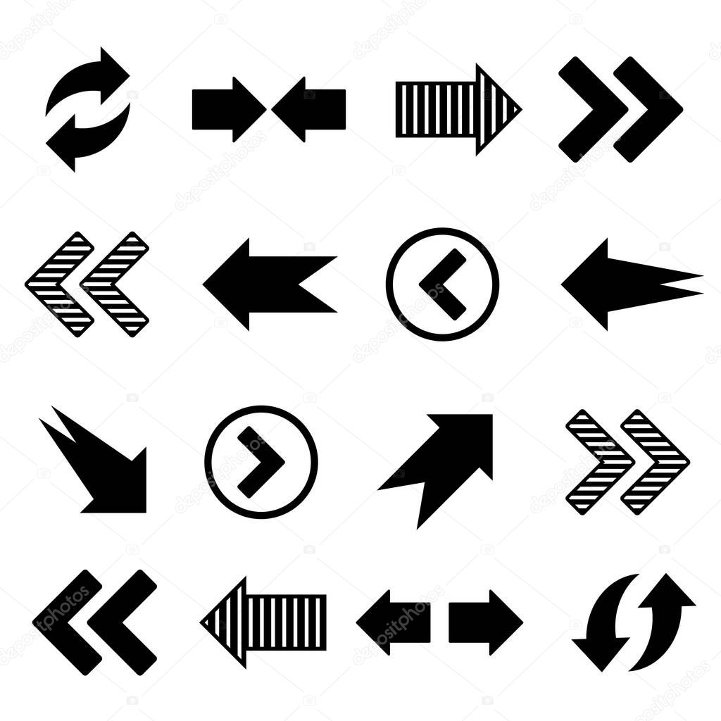 set of black arrow icon. collection flat arrow sign vector. for concept design, web design, user interface and more