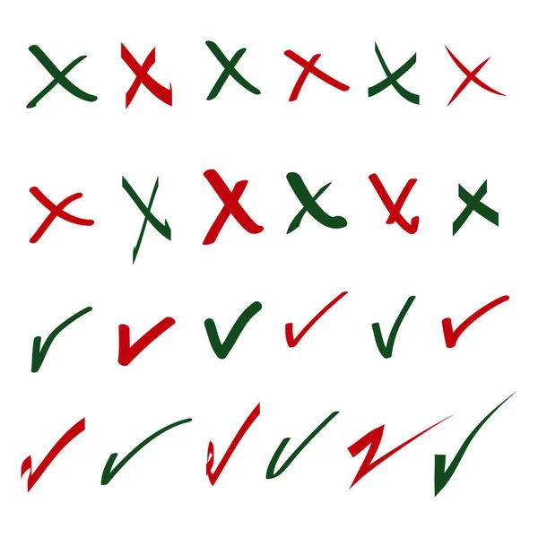 Dodle Uppsättning Kontrollmärke Och Fel Märke Falsk Och Sann Vektor — Stock vektor