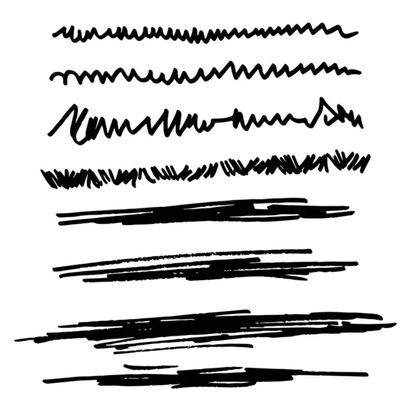 Каракулі Набір Мальованих Рукописів Межі Лінії Ескізні Штрихи Елементи Дизайну — стоковий вектор