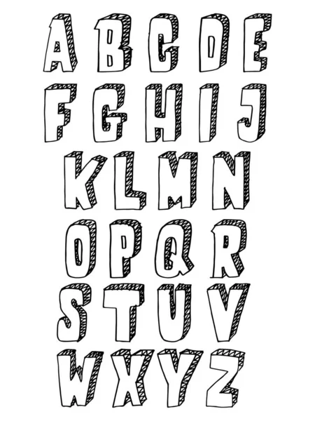 Ensemble Alphabet Dessiné Main Lettres Ensemble Police Lettre Noire Sur — Image vectorielle