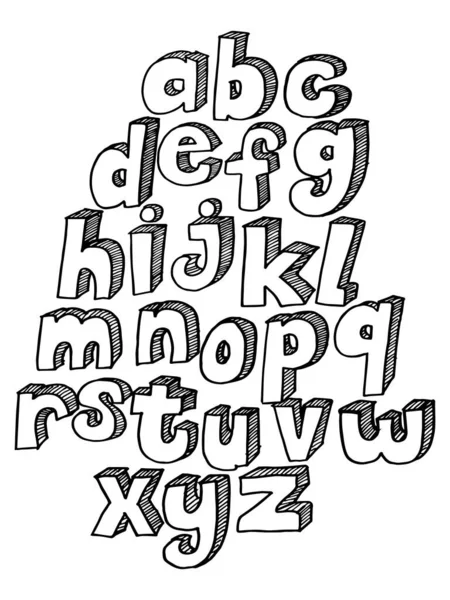 Alphabet Dessiné Main Abc Lettres Minuscules Ensemble Doodle Vecteur Bande — Image vectorielle
