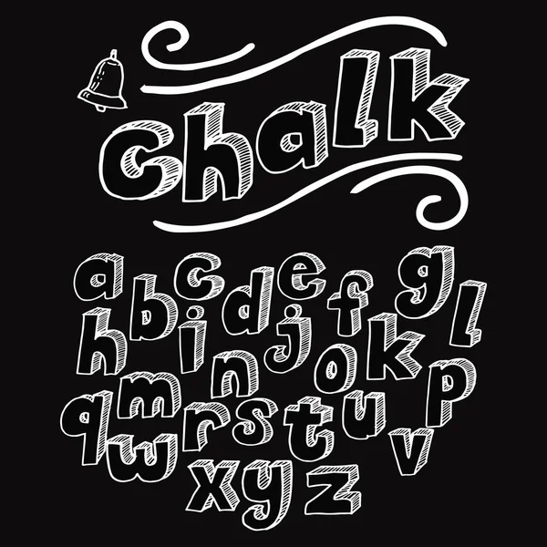 Craie Alphabet Dessiné Main Abc Lettres Minuscules Ensemble Fonte Vectorielle — Image vectorielle