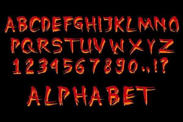 Letras Números Del Alfabeto Diseño Grunge Lettering Establecer Abc Mayúsculas — Vector de stock