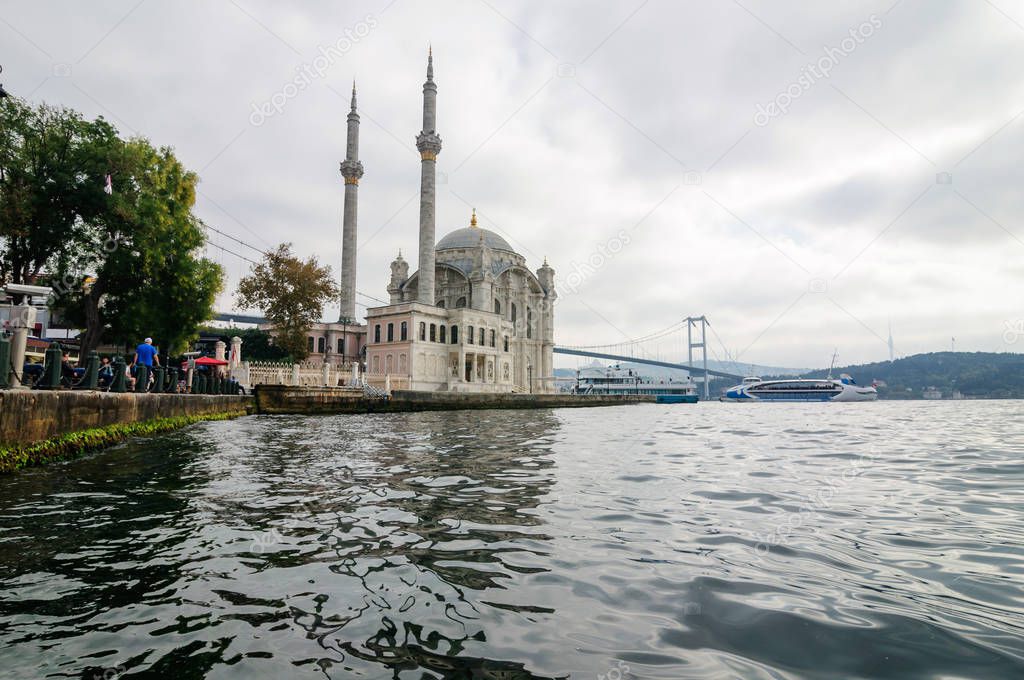 Ortakoy mosque on the coastline of Istanbul.