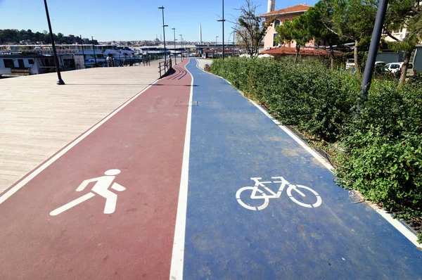 Symbol of pedestrian and Bicycle paths, Istanbul. Stock Photo